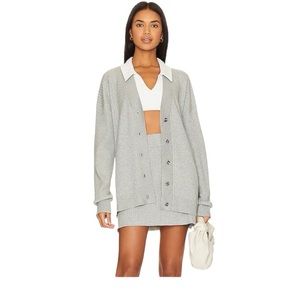 WeWoreWhat Varsity Cardigan in Heather Grey size M/L